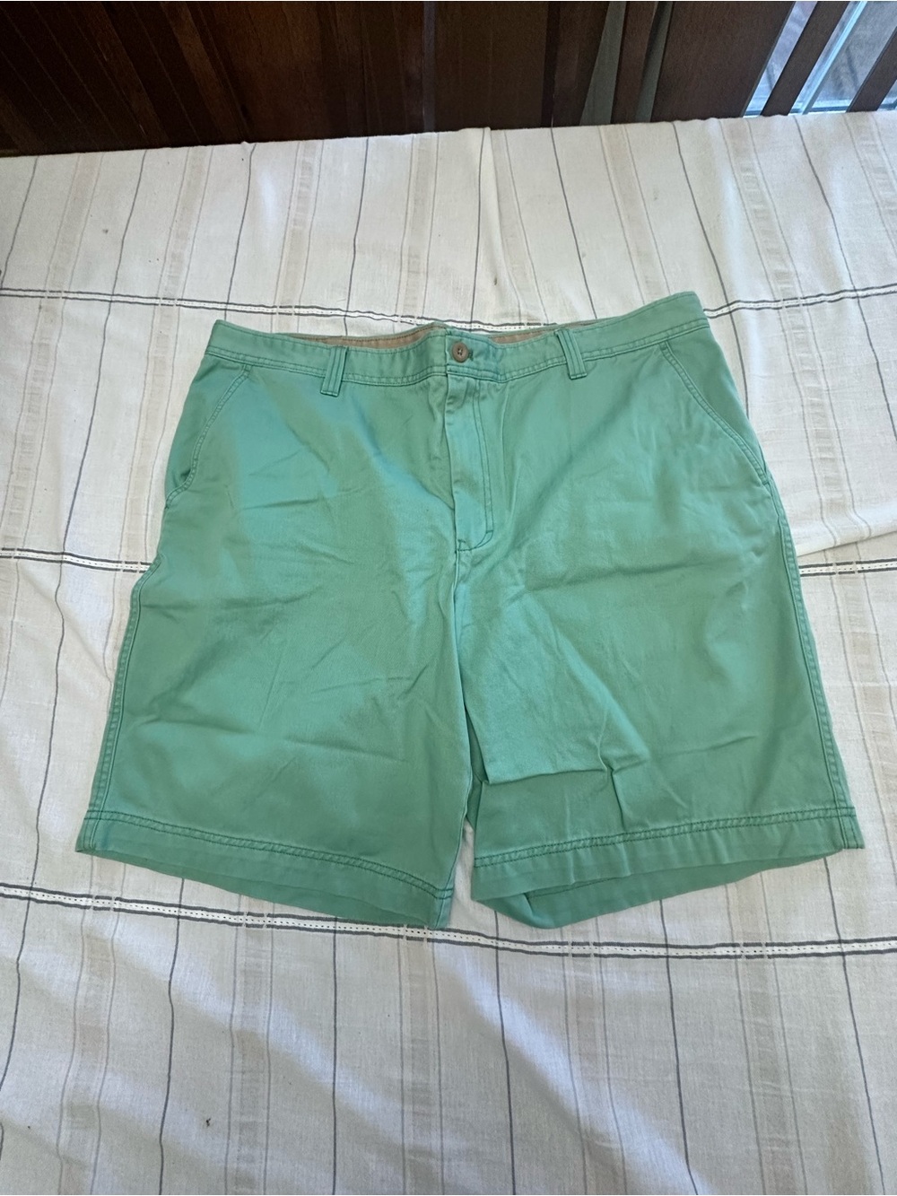 Izod Men's Seafoam Green Flat-Front Cotton Shorts